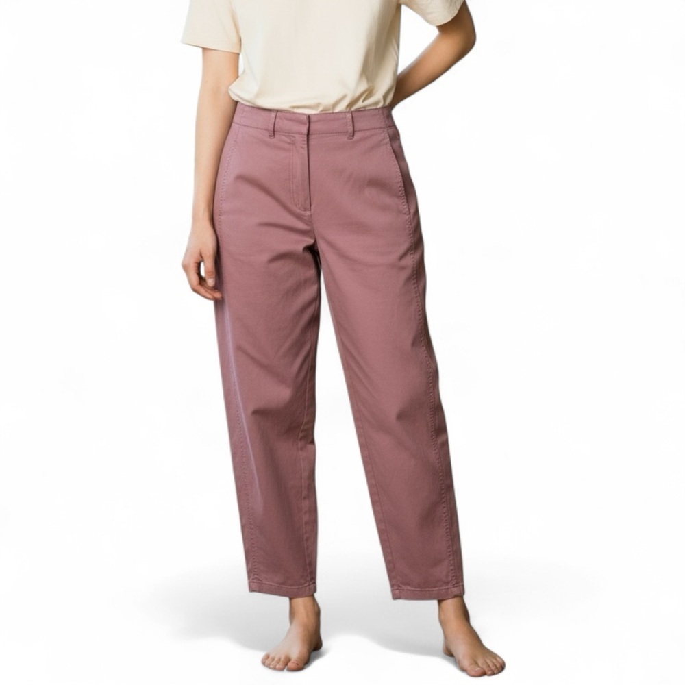JOIE Womens High-Waisted Cotton Tencel Wide Leg Chinos in BurgundyMauve Size 6